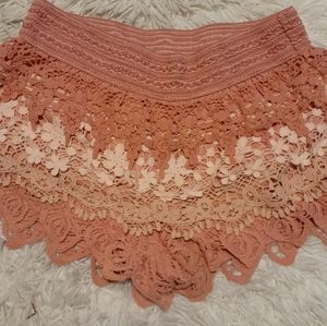Pink/Cream Lace shorts